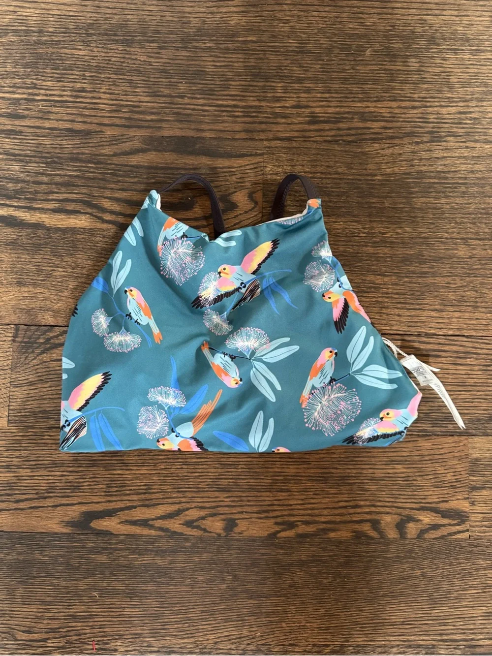 Patagonia Tropical Parrot Print Swim Top in Teal and Black